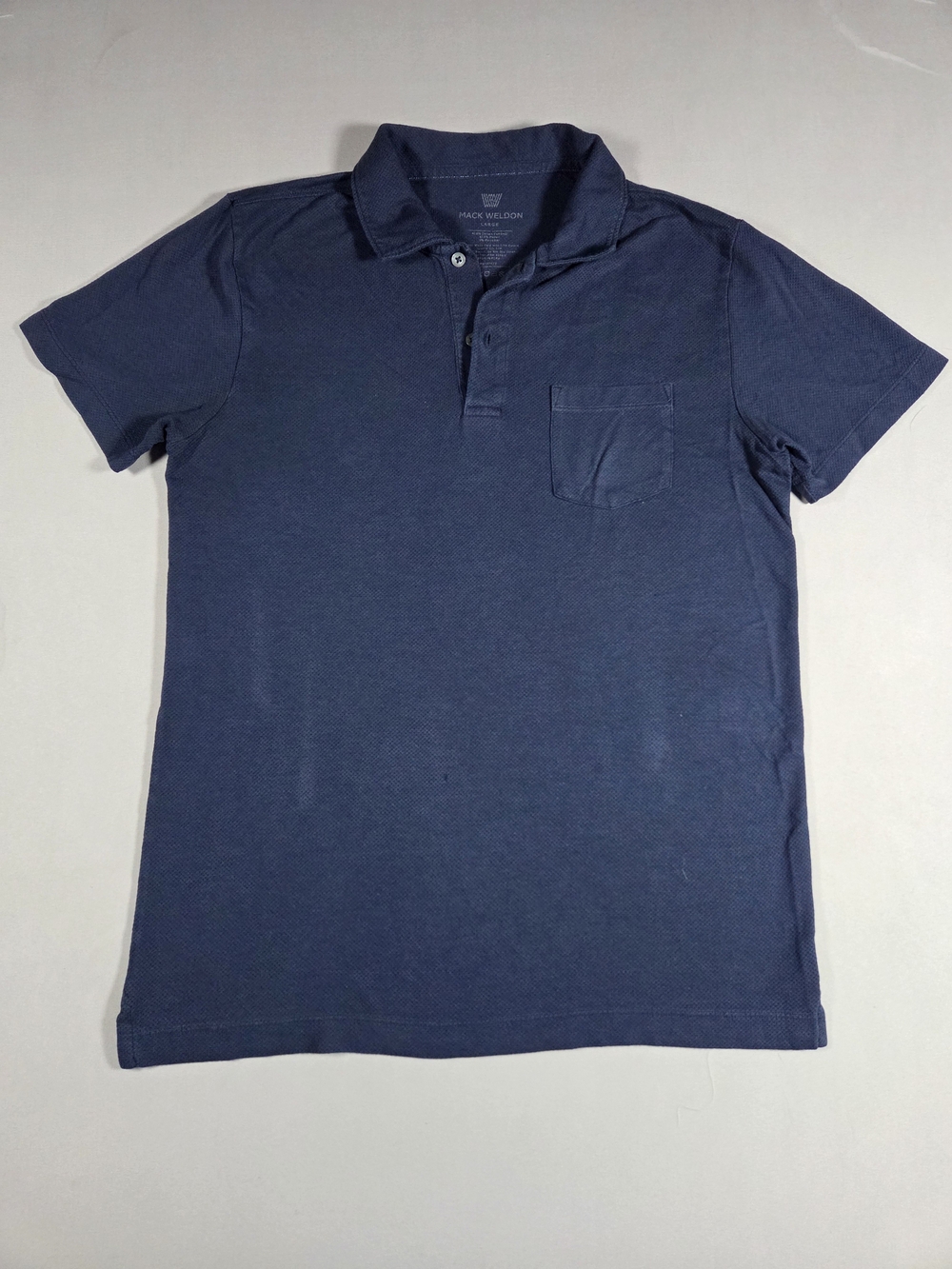 Mack Weldon Navy Short-Sleeve Polo Shirt Medium Fit